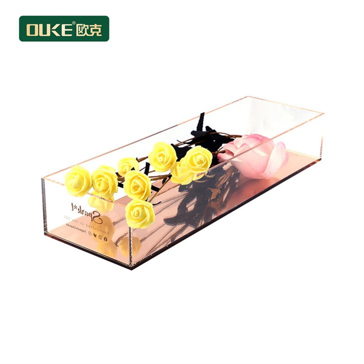 Clear Acrylic Tray With Rose Gold Mirror Bottom